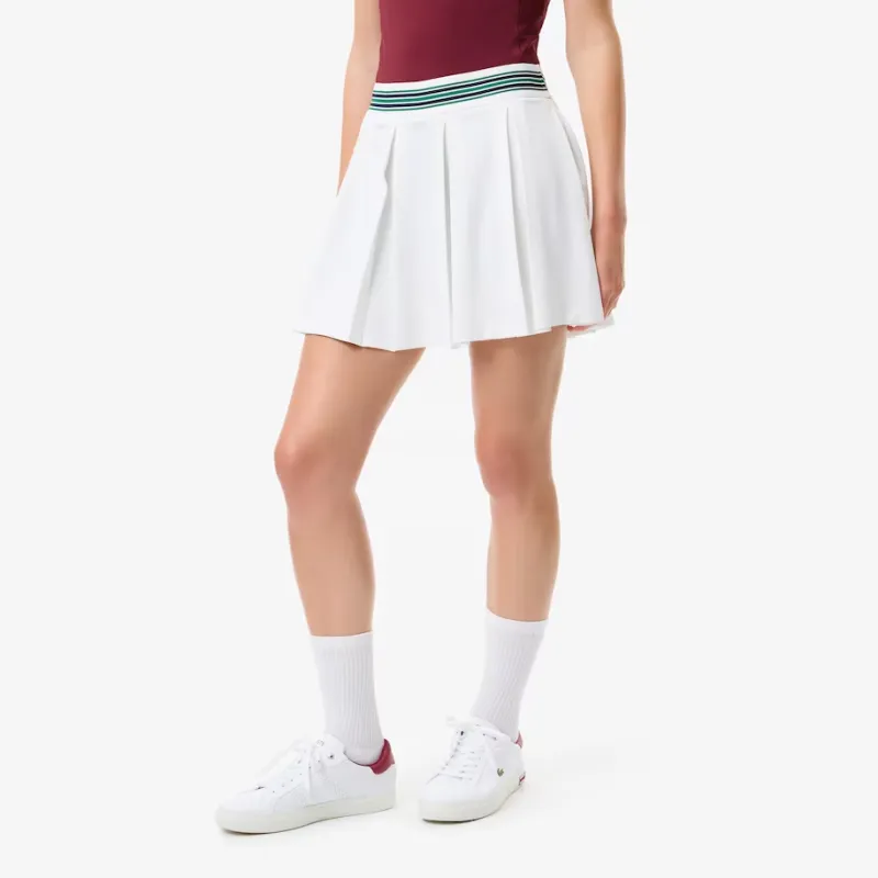 LACOSTE Casual Short Skirts Women's White Green-1