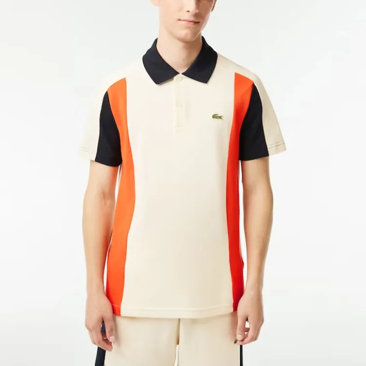 LACOSTE Polo Shirt Men's White Orange-1