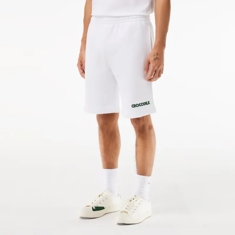LACOSTE Slogan embroidered Cotton Track Shorts-1