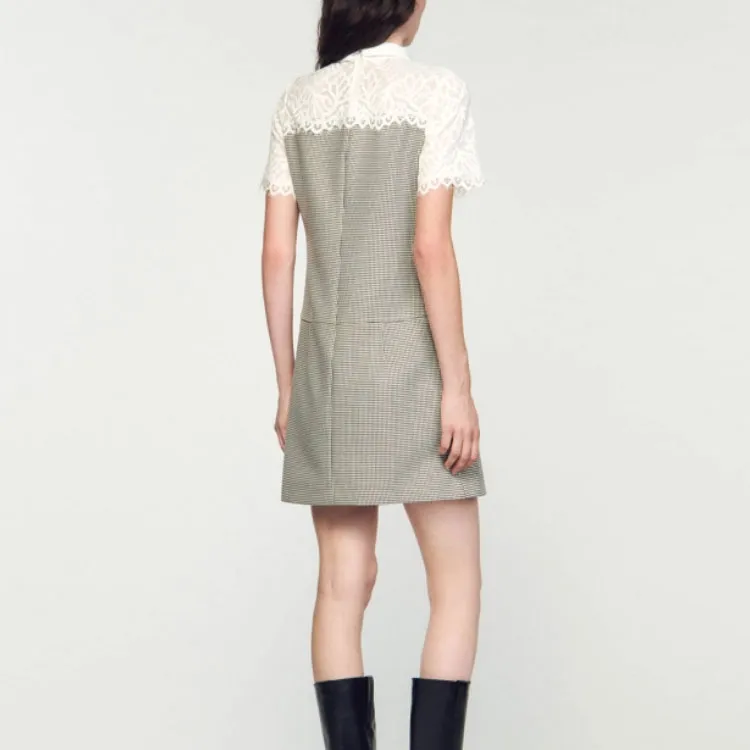 Sandro Short Sleeved Dresses Women's Black White-1