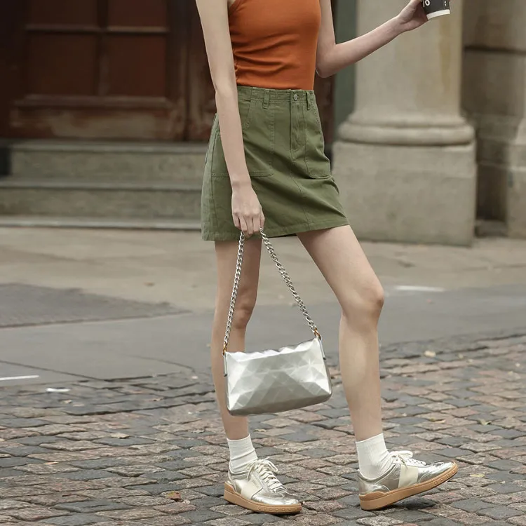 【dme】 Casual Short Skirts Women's Olive Green-1