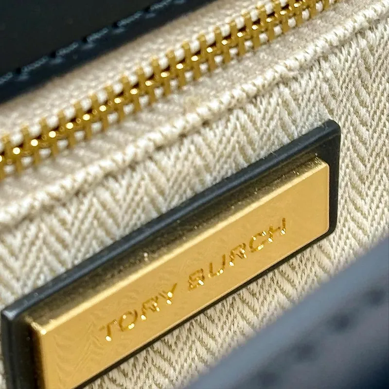 TORY BURCH Britten Crocodile Textured Leather Shoulder Bag, Crossbody Bag Tubas Women's Black-6