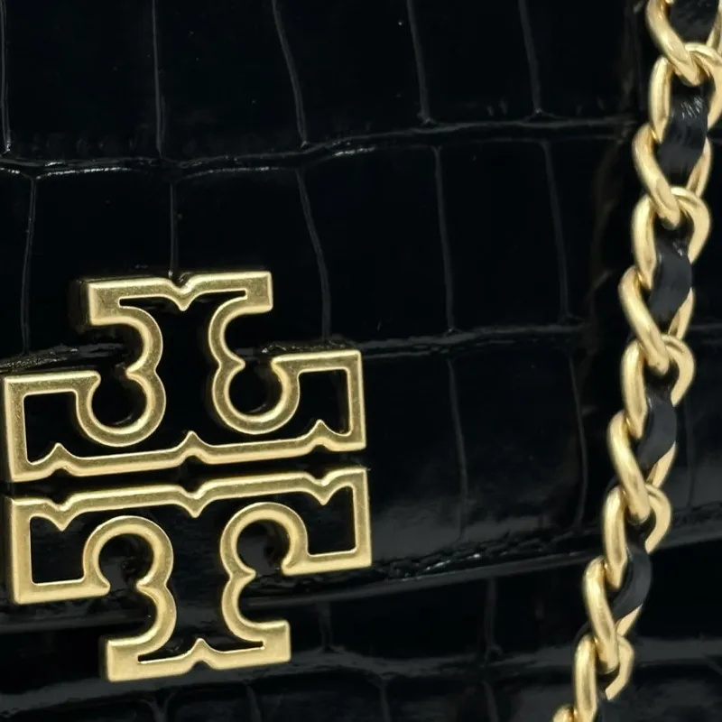 TORY BURCH Britten Crocodile Textured Leather Shoulder Bag, Crossbody Bag Tubas Women's Black-5