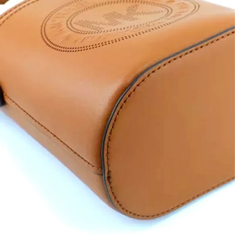 MICHAEL KORS Aidy Leather Bucket Bag Clutch Handbag Crossbody Bag Small Size Women's Brown-5