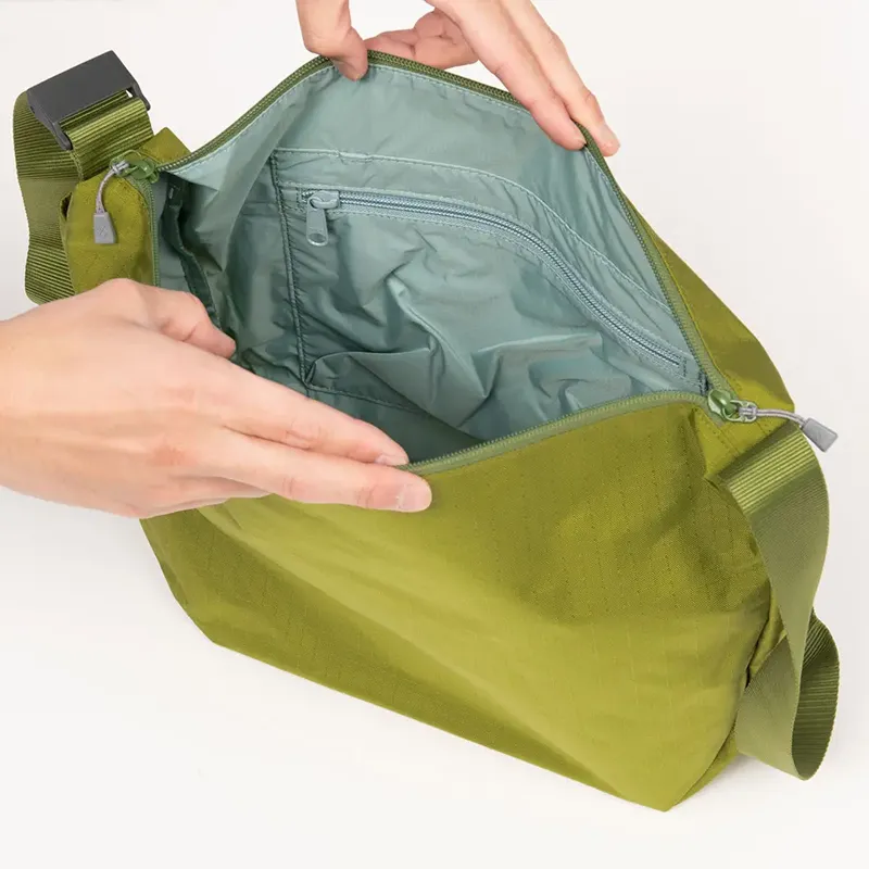 MONTBELL Nylon Crossbody Bag, Shoulder Bag Medium Size Unisex Light Thyme Green-1