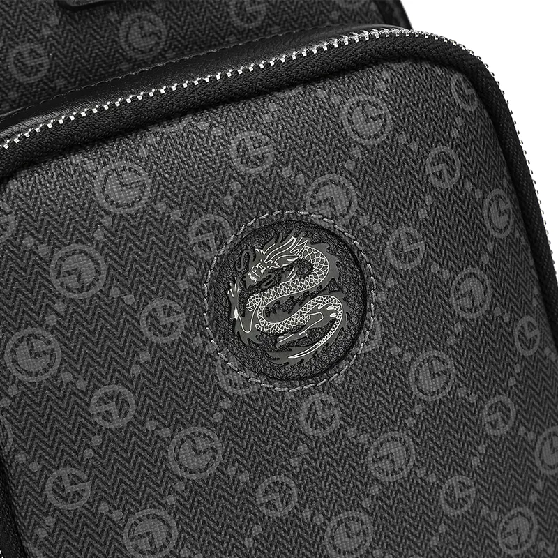 GOLDLION PVC Sling Bag Medium Size Men's Black-3