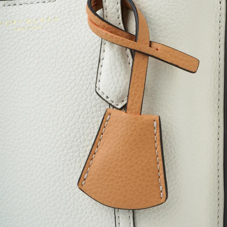 TORY BURCH Perry Embossed Leather Tote Bag Shopping Bag Shoulder Bag Crossbody Bag Handbag Mini Women's Ivory White-4