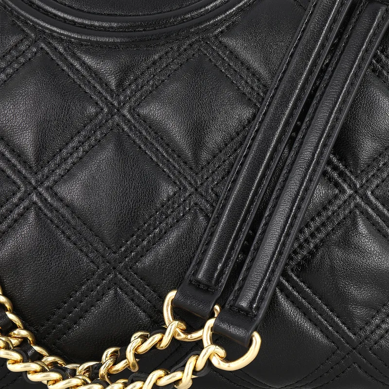 TORY BURCH Fleming Sheepskin Chain Bag, Shoulder Bag, Crossbody Bag Women's Black-5
