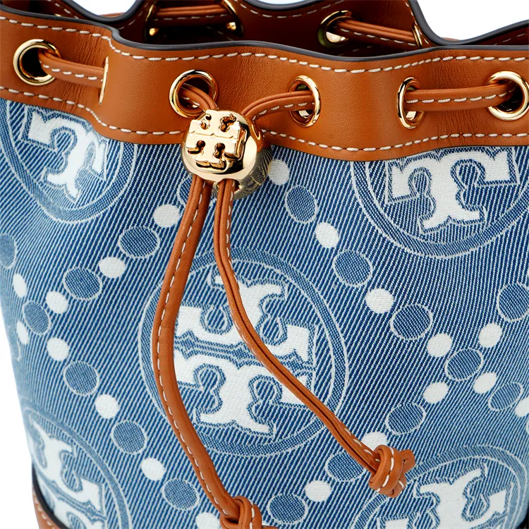 TORY BURCH T Monogram Jacquard With Leather Trim Bucket Bag Handbag Shoulder Bag Crossbody Bag Mini Women's Multicolor-4