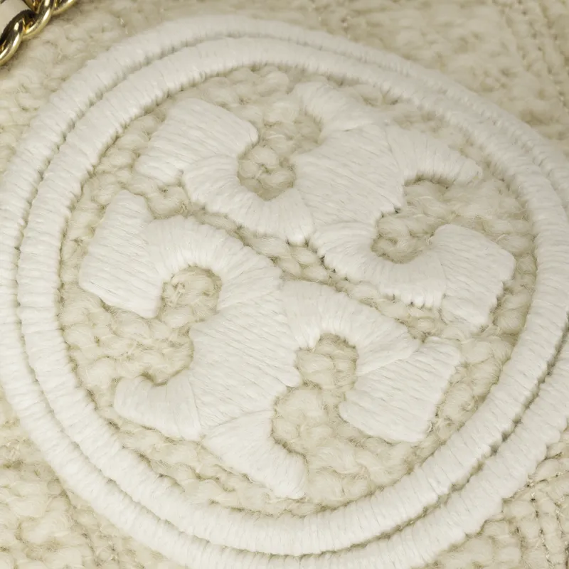 TORY BURCH Fleming Tweed Crossbody Bag Shoulder Bag Small Size Women's White-4