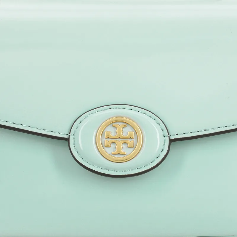 TORY BURCH Robinson Patent Leather Shoulder Bag Crossbody Bag Handbags Small Size Women's Light Blue-5