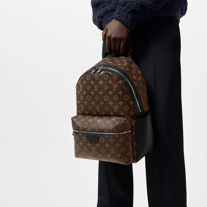 LOUIS VUITTON Discovery Coated Canvas Cow Leather Patchwork Trim Backpack Small Size Men's Brown-6