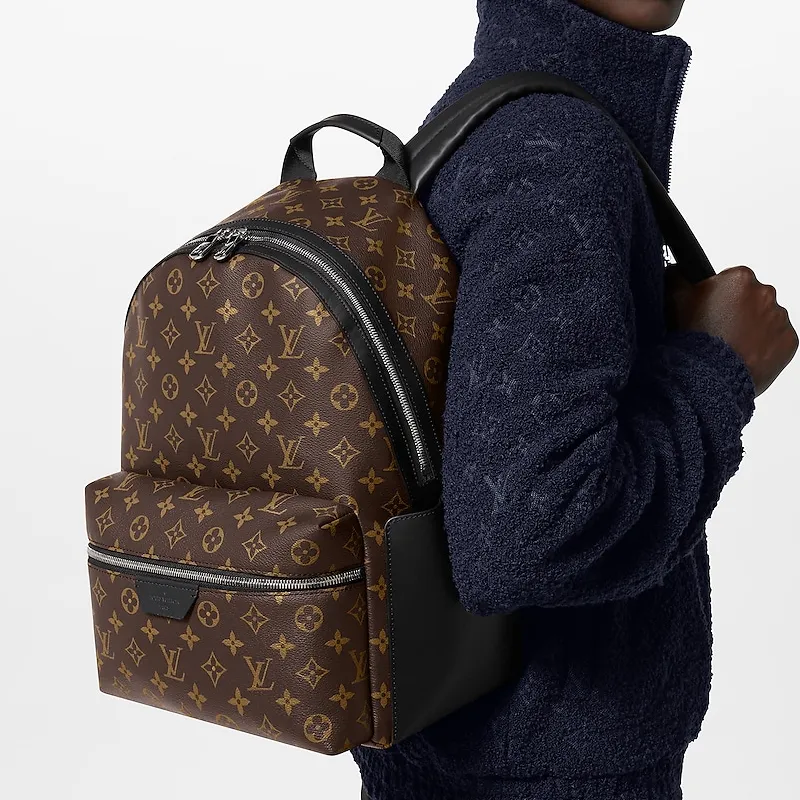 LOUIS VUITTON Discovery Coated Canvas Cow Leather Patchwork Trim Backpack Small Size Men's Brown-7