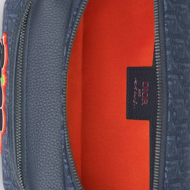 DIOR KAWS Collaboration Fabric Fanny Pack Men's Marine Blue-3