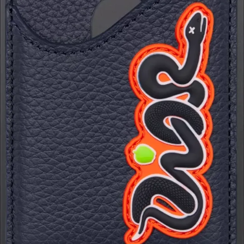 DIOR KAWS Collaboration Cow Leather Card Holder Women's Marine Blue-2