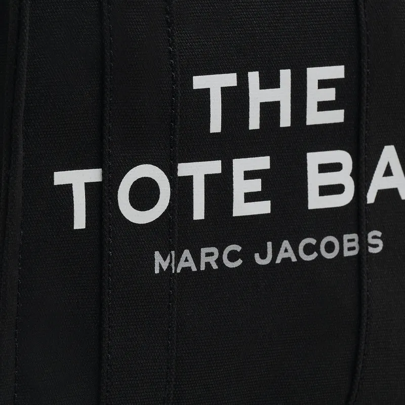 MARC JACOBS Canvas Small Tote Bag Top Zip Closure Women's Black-4