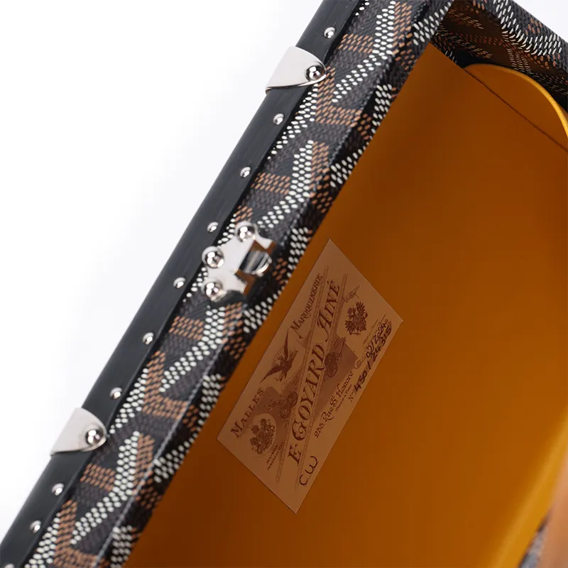 GOYARD Saigon Canvas With Calfskin Hard Case Handbag Mini Unisex Black-4