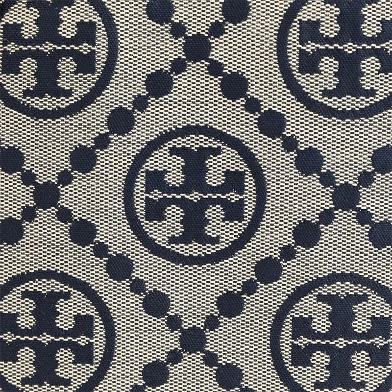 TORY BURCH T Monogram Woven Jacquard With Leather Bucket One Shoulder Handbag Small Size Women's Marine Blue-4