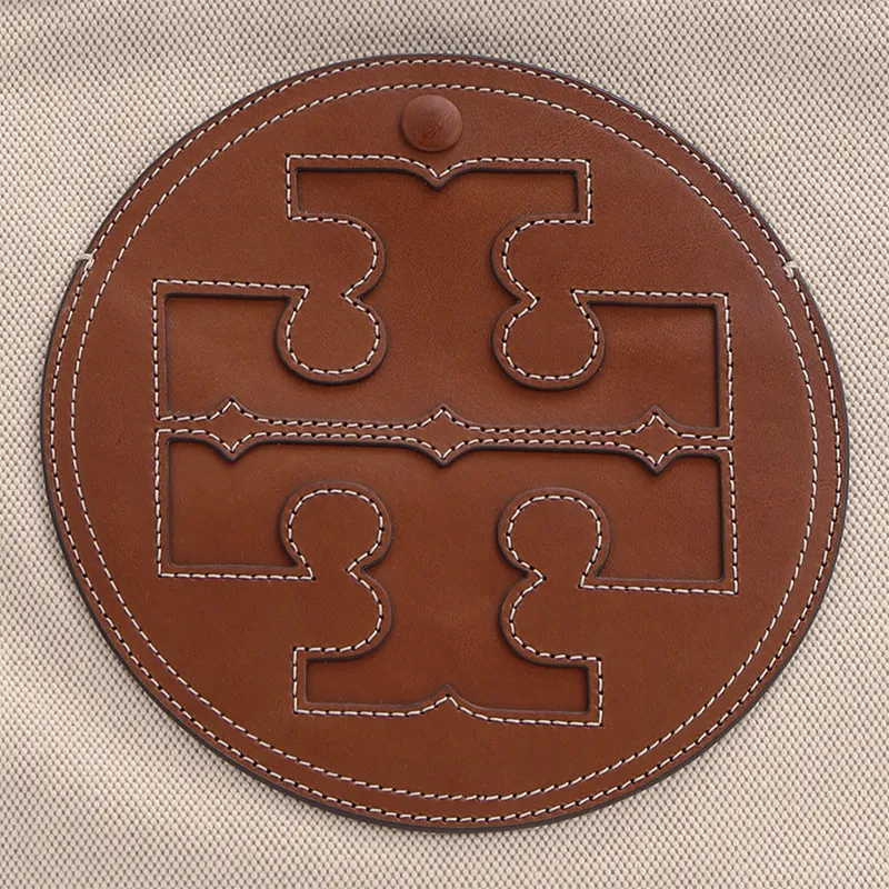 TORY BURCH Ella Canvas With Leather Tote Bag Shopping Bag Handbag Shoulder Bag Women's Classic Original Brown-4