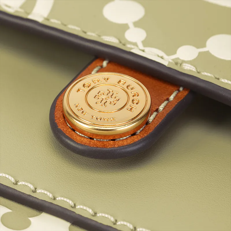 TORY BURCH T Monogram Embossed Leather Shoulder Bag Crossbody Bag Wallet Women's Olive Green-4