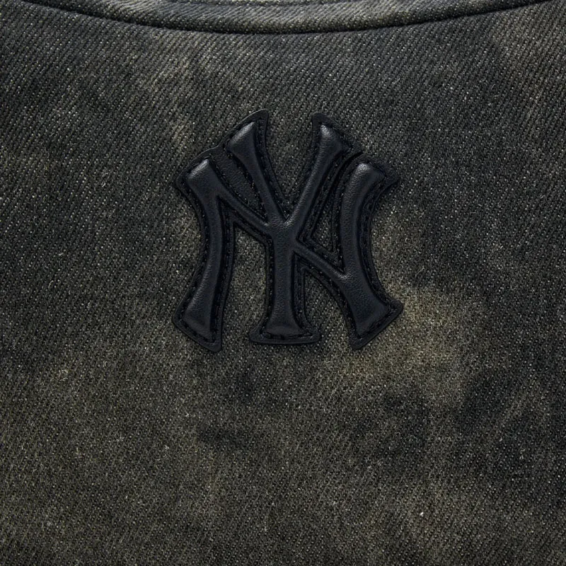 MLB Denim Shoulder Bag Unisex Charcoal Gray/Linen Sandy Brown-4
