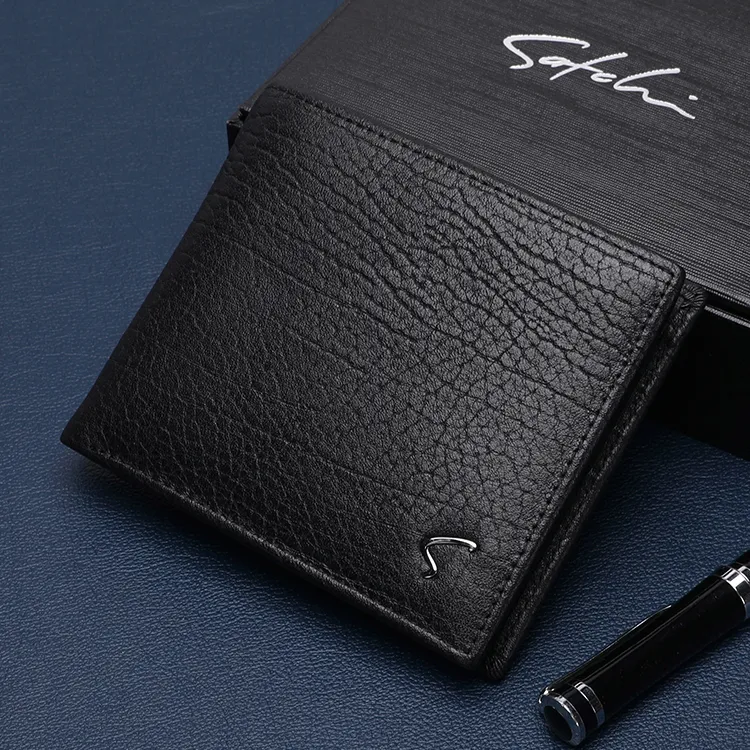 Satchi Cow Leather Wallet Regular Men's Black-7