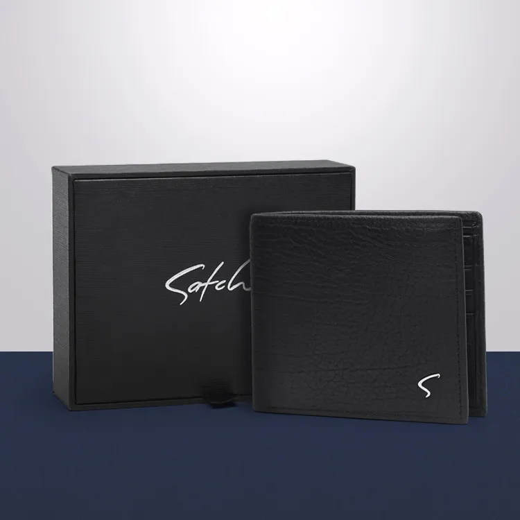 Satchi Cow Leather Wallet Regular Men's Black-5
