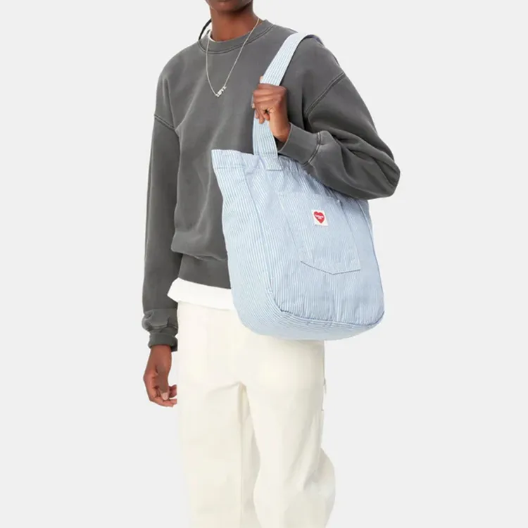 Carhartt WIP Cotton Tote Bag, Shopping Bag, Shoulder Bag Unisex Blue/White-5