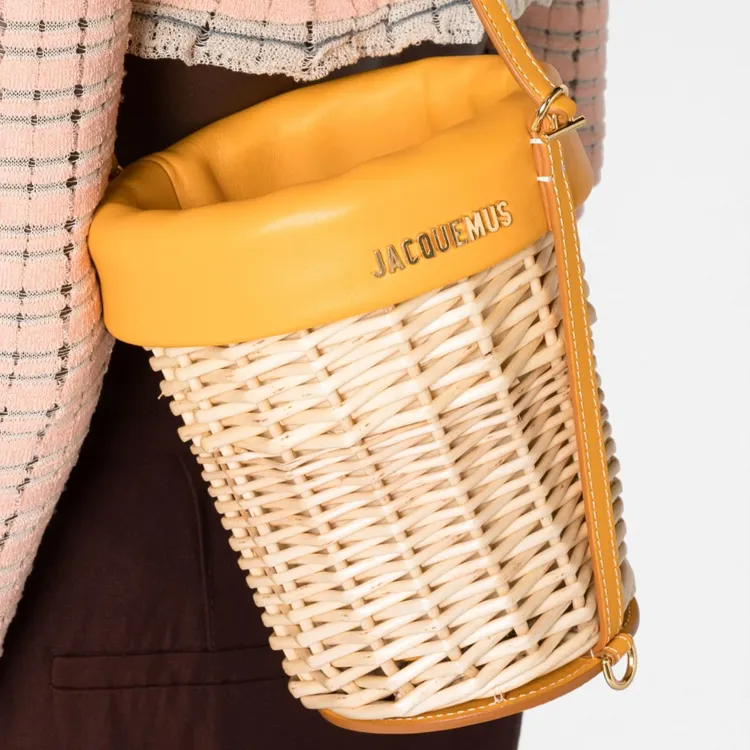 Jacquemus Cow Leather Shoulder Bag, Handbag Women's Dark Yellow-3
