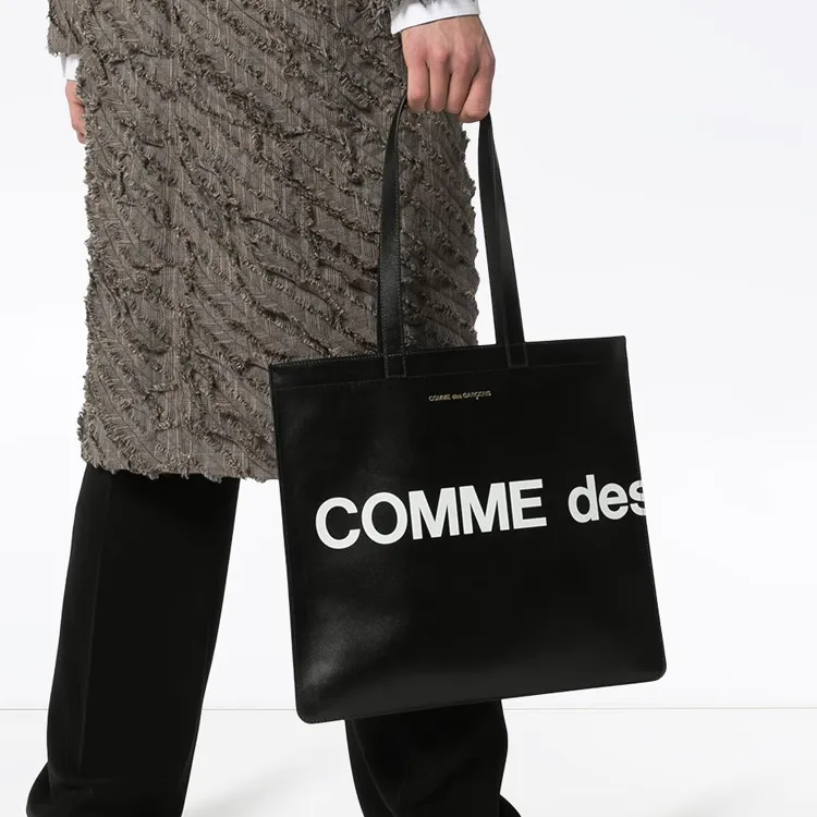 Comme Des Garçons Wallet Logo print Leather Tote Bag-5