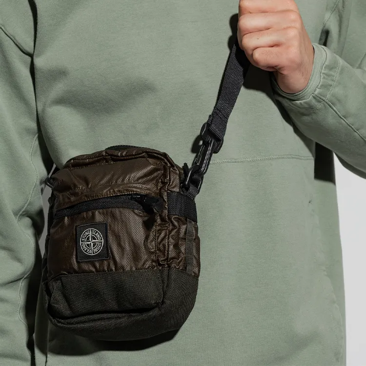 STONE ISLAND Cotton Blend With Polyurethane Messenger Bag Shoulder Bag Crossbody Bag Unisex Dark Brown-3