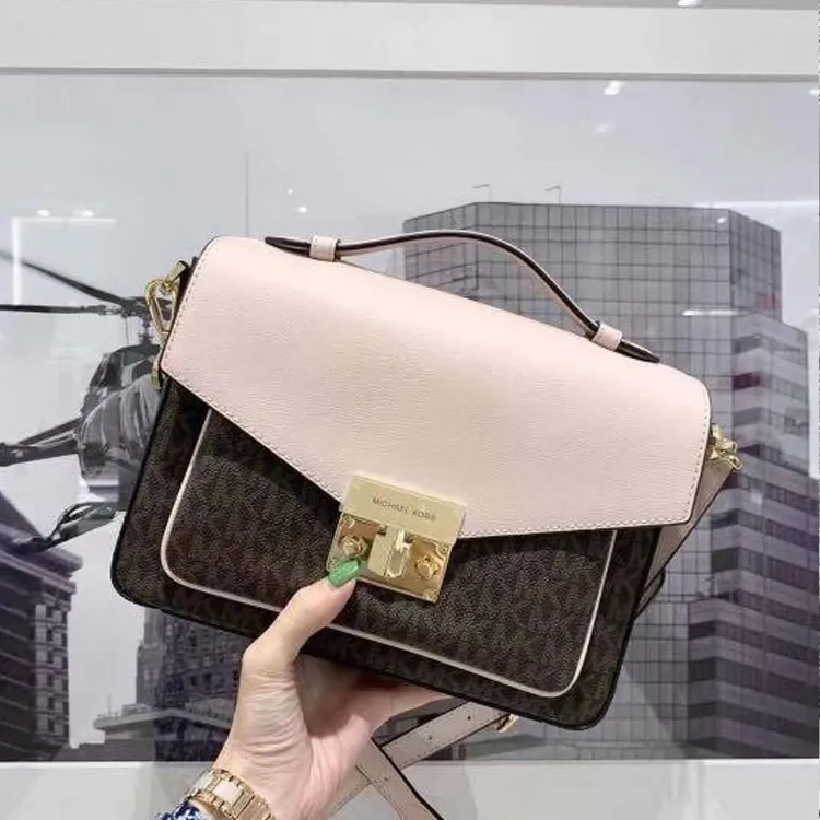 MICHAEL KORS Rose Artificial Leather Handbag Shoulder Bag Small Size Women's Dark Brown/Light Pink-4
