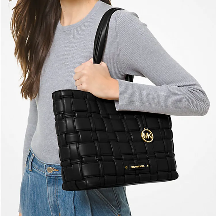 MICHAEL KORS Ivy Leather Shoulder Bag Women's Black-5