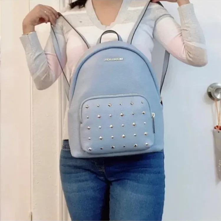 MICHAEL KORS Erin Leather Backpack Medium Size Women's Haze Blue-5