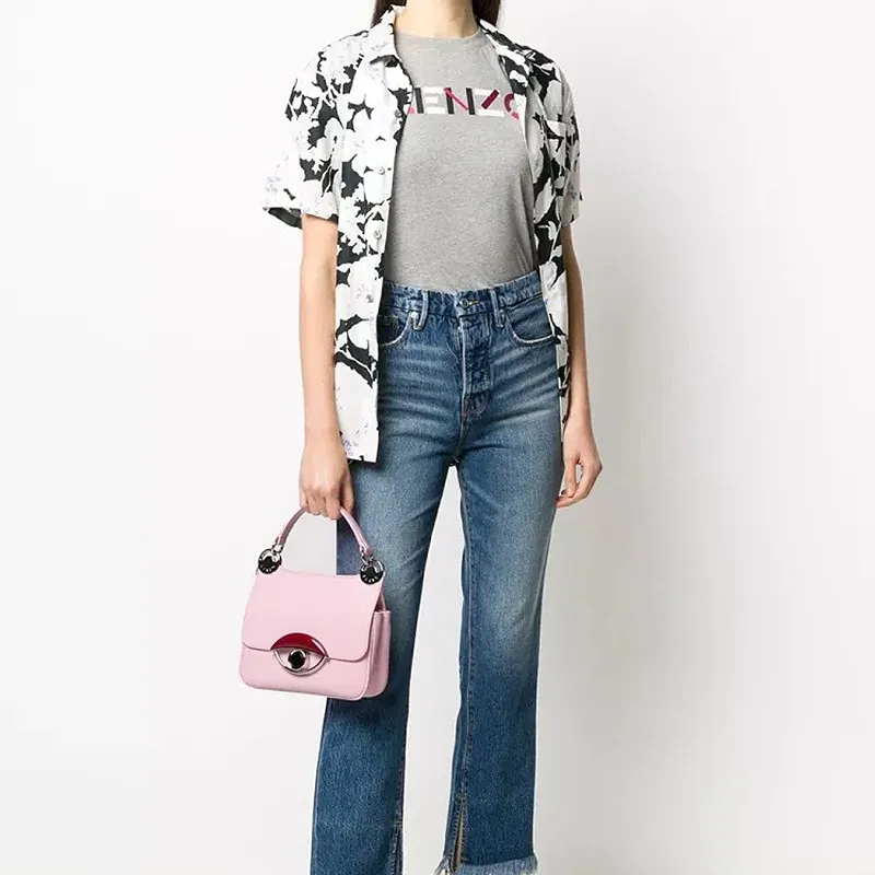 KENZO Cow Leather Handbag Shoulder Bag Crossbody Bag Women's Pink-3