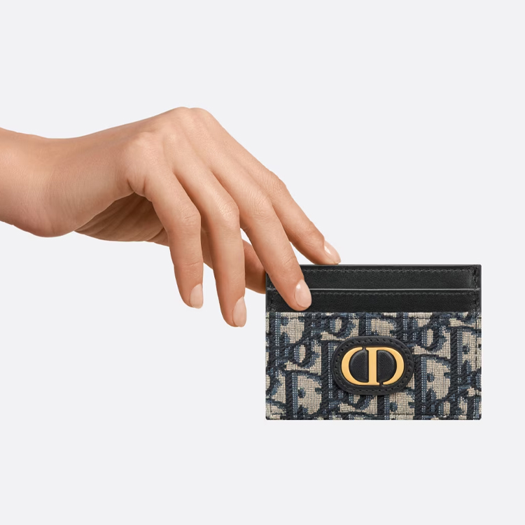 DIOR 30 Montaigne Fabric Card Holder 30 Women's Blue - POIZON