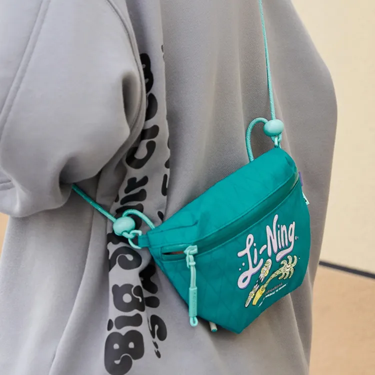 LiNing Steven Harrington Collaboration Fabric Shoulder Bag Crossbody Bag Regular Unisex Light Jade Green-2