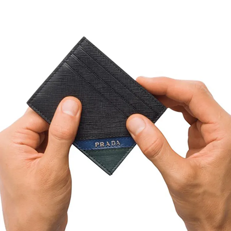 PRADA Leather Card Holder Unisex Black-4
