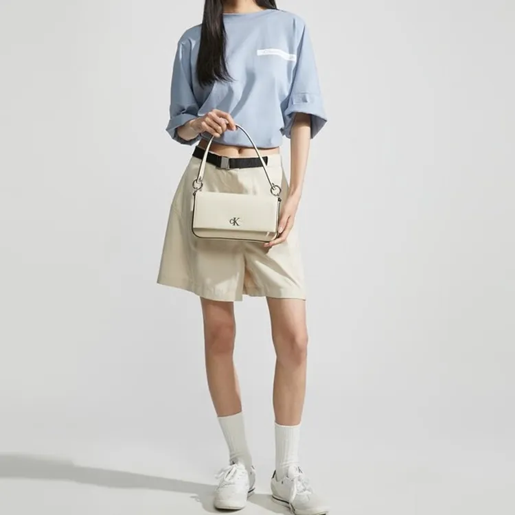 CALVIN KLEIN Synthetic Material Envelope Bag, Handbag, Shoulder Bag Women's Milk Cream-3