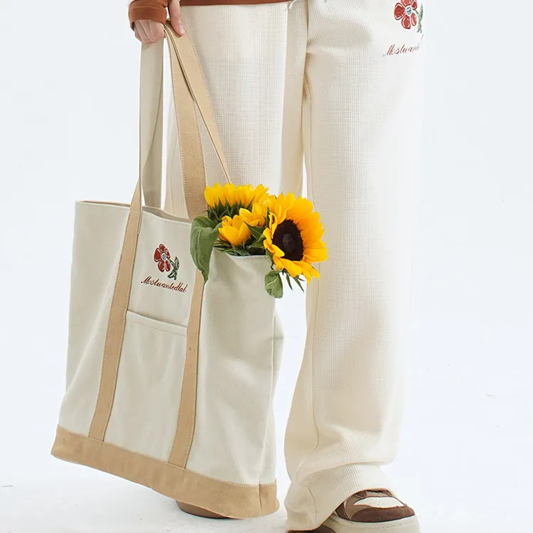 MostwantedLab Cotton Tote Bag Shopping Bag Canvas Bag Shoulder Bag Unisex Light Coffee-4
