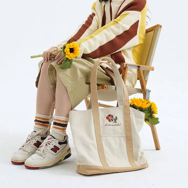 MostwantedLab Cotton Tote Bag Shopping Bag Canvas Bag Shoulder Bag Unisex Light Coffee-5