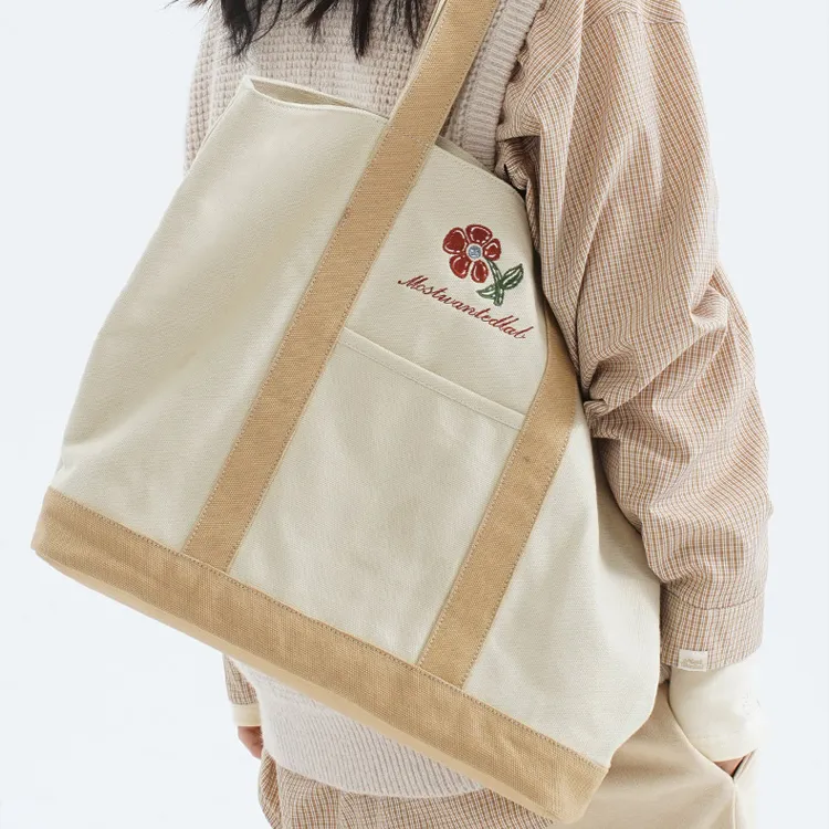 MostwantedLab Cotton Tote Bag Shopping Bag Canvas Bag Shoulder Bag Unisex Light Coffee-2