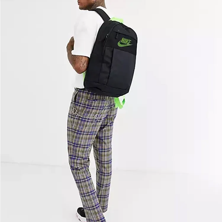 Nike Polyester Backpack Regular Unisex Black & Green-3