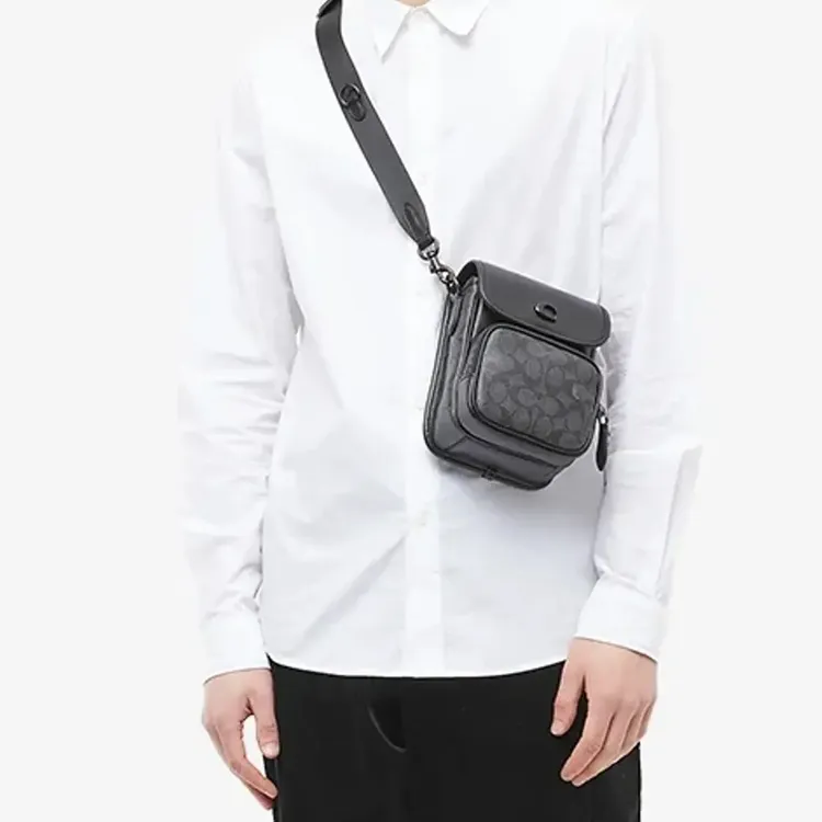 COACH Cow Leather Crossbody Bag, Shoulder Bag Mini Men's Black-4