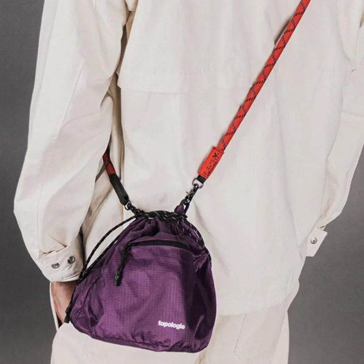 Topologie Nylon Fabric Crossbody Bag Clutch Small Size Unisex Purple-5
