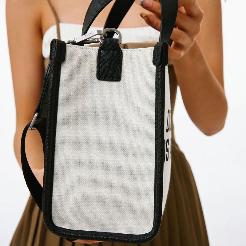 MLB Cotton And Polyester Blend Tote Shoulder Bag Crossbody Bag Handbag Clutch Commuter Bag Regular Unisex Hemp Cream-4