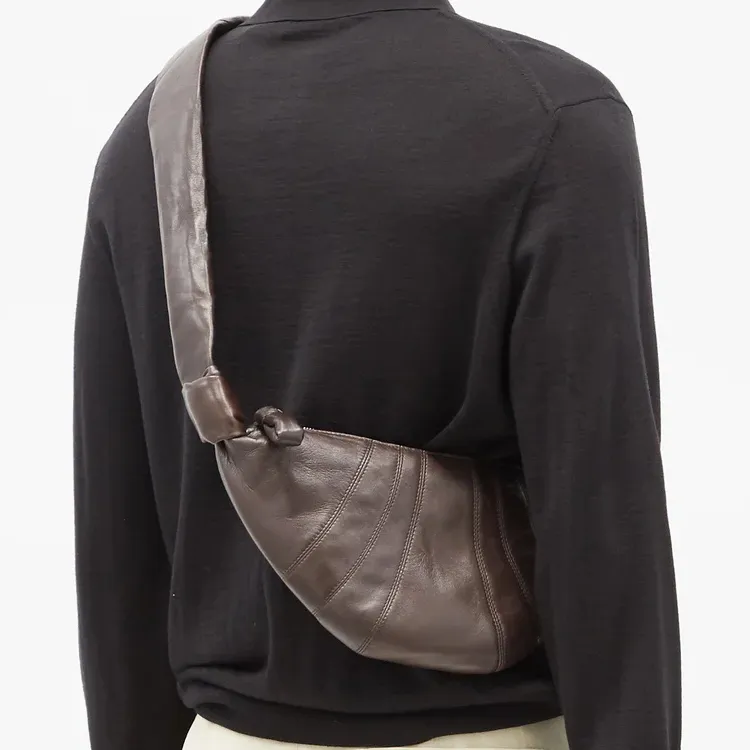 Lemaire Croissant Series Lambskin Croissant Bag Crossbody Bag Shoulder Bag Unisex Mountain Walnut Brown-8