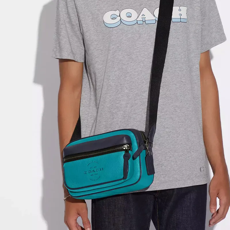 COACH Thompson High-Quality Pebbled Leather Camera Bag Shoulder Bag Crossbody Bag Medium Size Men's Bright Jasper-5