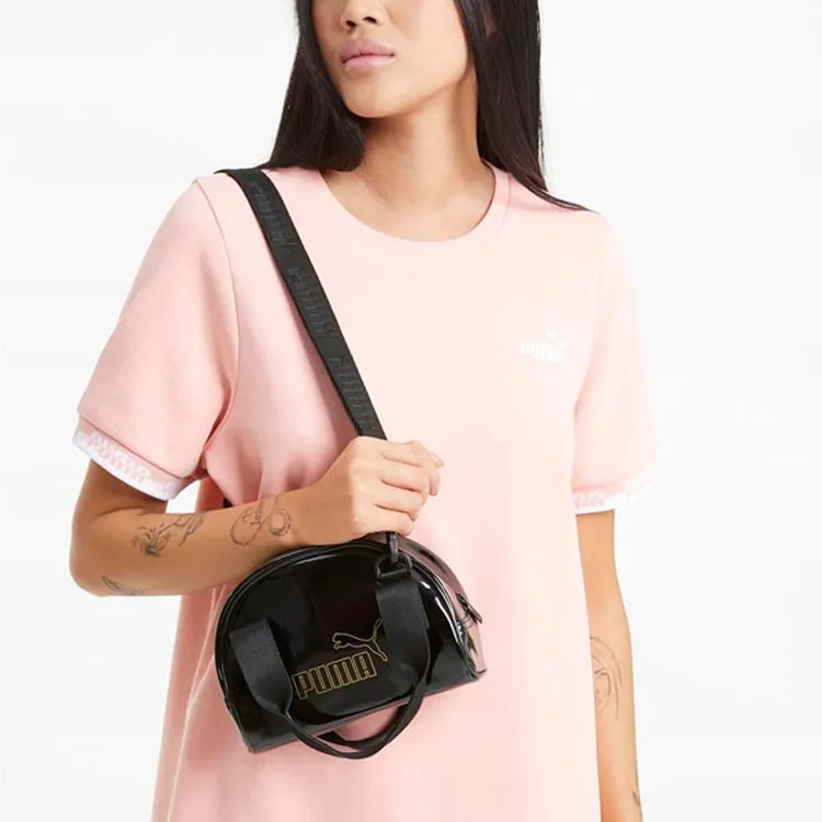 PUMA Artificial Leather Dumpling Bag Handbag Shoulder Bag Crossbody Bag Regular Women's Black Gold-4