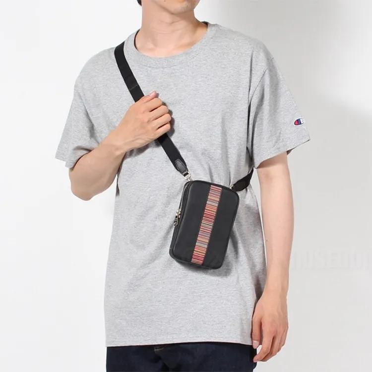 Paul Smith Cow Leather Crossbody Bag Small Size Men's Black-3